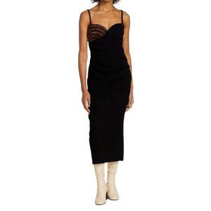 Nanushka Bansi Beaded Column Dress in Black Size XS